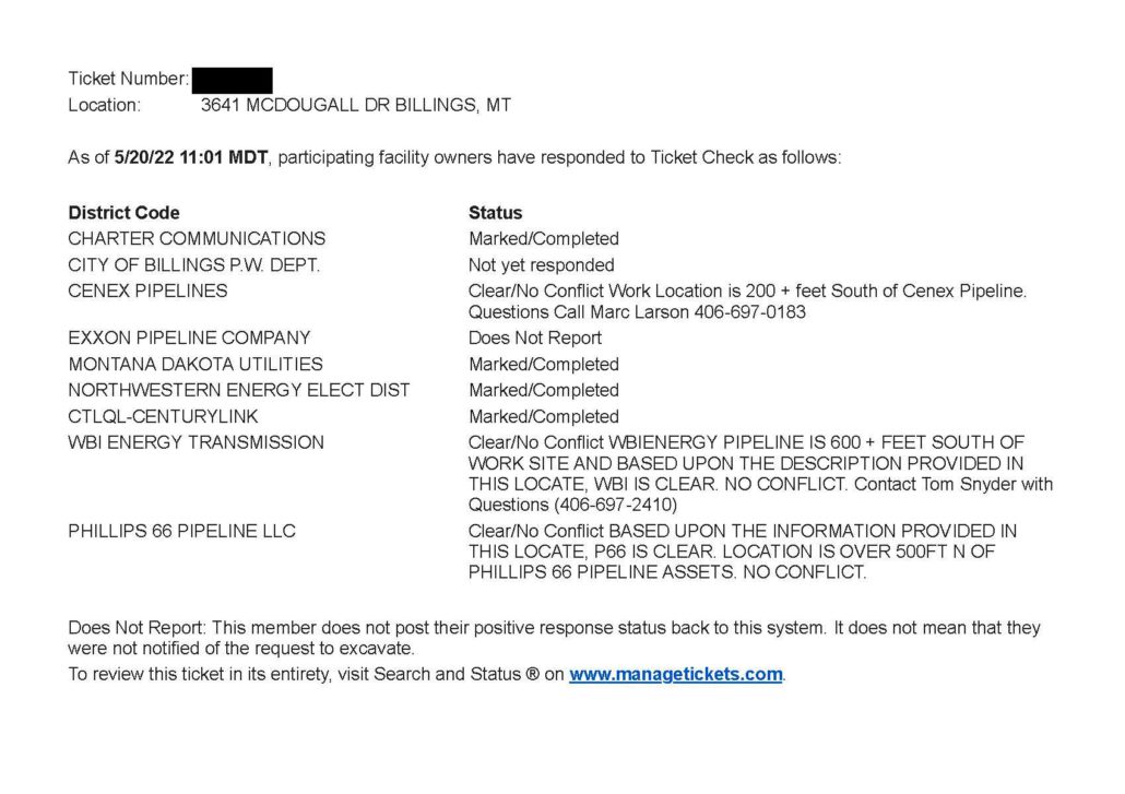 An image of a sample ticket status email